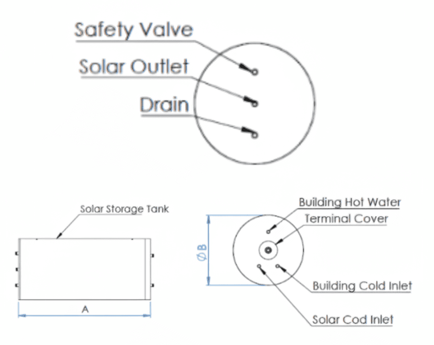 Solar Water Heater Technical Diagram